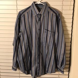 Johnston & Murphy Blue/Gray Striped Dress Shirt